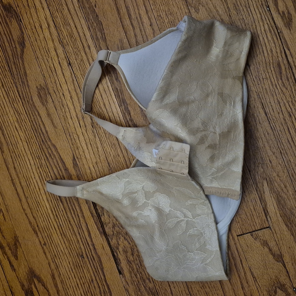 Cacique Lightly Lined Full Coverage Floral Bra Sz 40C Taupe Tan Lane Bryant Wide - Picture 7 of 8